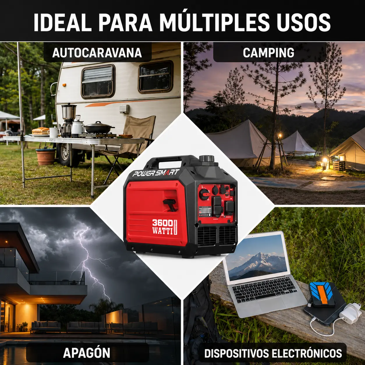 Generador inverter PowerSmart DB5035 con enchufes Schuko tipo F para España — imagen 5